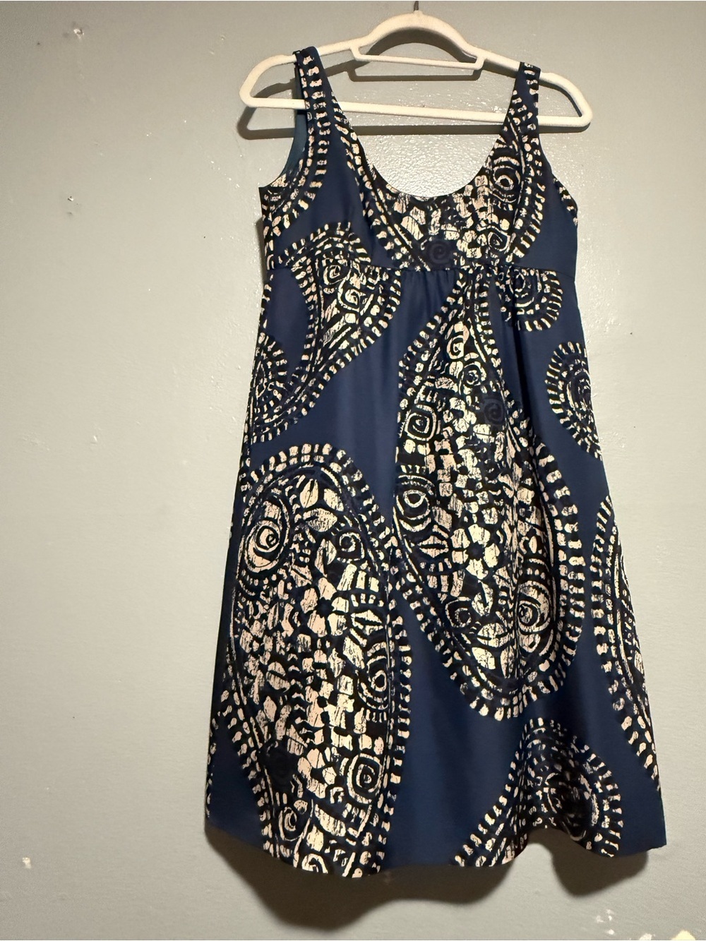 Michael Kors Navy and Cream Printed Sleeveless Dress size 2